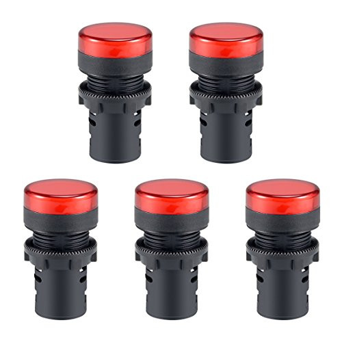 uxcell 5Pcs AC DC 110V Indicator Lights Red LED Flush Panel Mount 7 8 inches 22mm