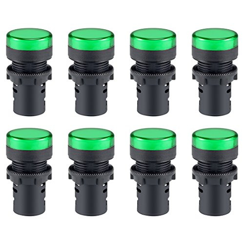 uxcell 8Pcs Green Indicator Light AC DC 12V 22mm Panel Mount for Electrical Control Panel HVAC DIY Projects
