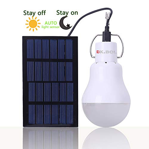 KKBOL Solar Lamp Portable LED Light Bulb Solar Panel Powered Rechargeable Solar Led Lights Lamp for Home Light Indoor Outdoor Emergency Light Hiking Tent Camping Night Work Light  GS 1200 02