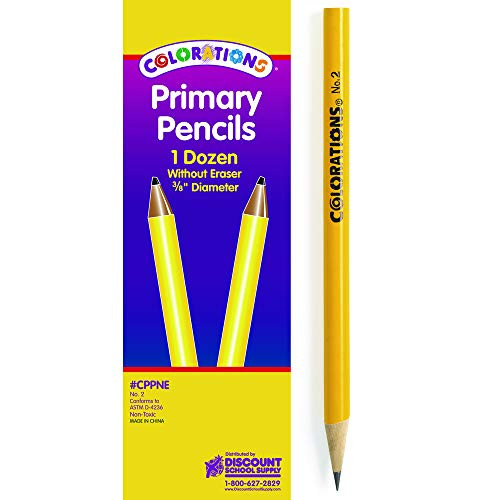 Colorations Primary Pencils - Without Erasers, Set of 12 (Item # CPPNE)