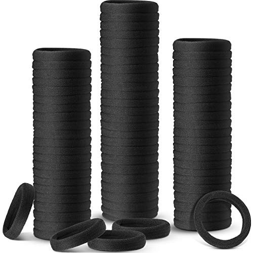 100 Pieces Thick Elastic Hair Ties Black Seamless Cotton Hair Bands Stretch Ponytail Holders Headband Hair Scrunchies Hair Accessories No Crease Damage for Thick Hair 100 Pieces Thick Elastic Hair Ties Black Seamless Cotton Hair Bands Stretch Ponytail Holders Headband Hair Scrunchies Hair Accessories No Crease Damage for Thick Hair