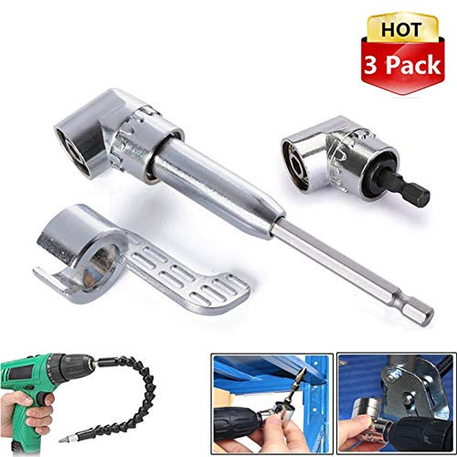 105 Degree Right Angle Driver Angle Extension Power Screwdriver Drill Attachment with 1 4 Drive 6mm Hex Bit Magnetic Drill Bit Socket Angled Bit Power Drill Tool and Soft Shaft  1 set
