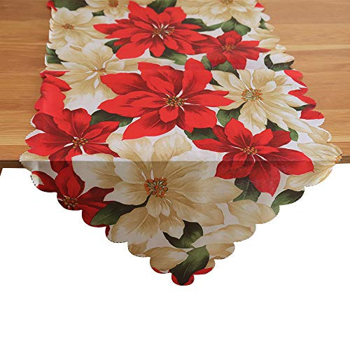 ENJOYXO Christmas Table Runner Flower Table Runner  14x72 Inch Christmas Runner for Christmas Wedding Dining Holiday Party Winter Home Table Decorations  Flower