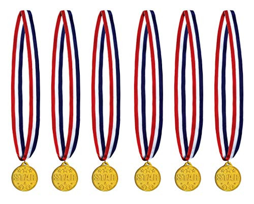 Beistle 53564 Star Medal with Ribbon, 6 Piece, 30" Red/White/Blue/Gold
