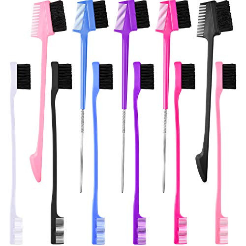 11 Pieces Edges Control Brush Double Sided Edge Brushes Hair Brush Comb Edge Comb Smooth Comb Grooming Brushes for Hair Combing Styling