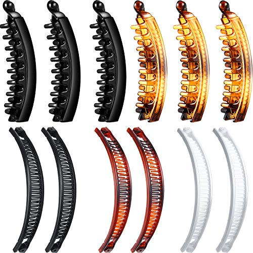 12 Pieces Banana Hair Clips Include 6 Clincher Combs Banana Ponytail Clip and 6 Banana Classic Clinchers Banana Hairpin Comb for Women Girls
