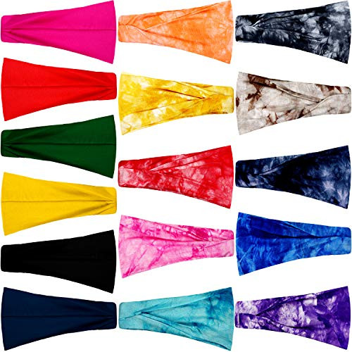 16 Pieces Elastic Bohemian Headbands Tie Dye Turban Headbands Colorful Wide Boho Hairbands Vintage Yoga Sports Headband Stretchy Cotton Headwraps for Women Girls 2 Styles 16 Pieces Elastic Bohemian Headbands Tie Dye Turban Headbands Colorful Wide Boho Hairbands Vintage Yoga Sports Headband Stretchy Cotton Headwraps for Women Girls 2 Styles
