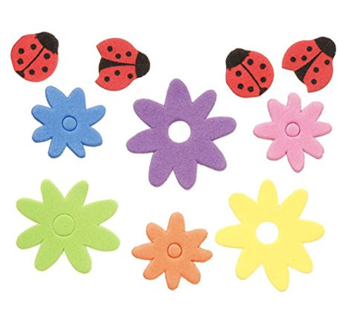 Nikki s Knick Knacks 83 Piece Foam Flower and Ladybug Stickers