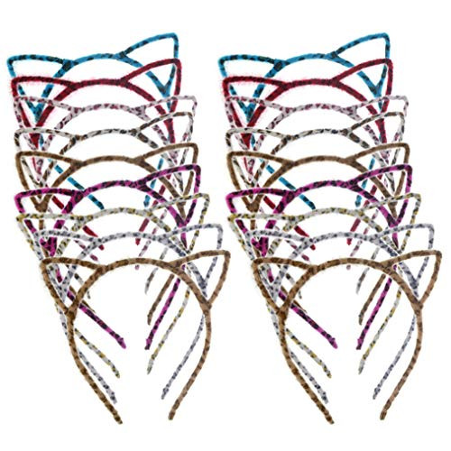 HOVEOX 18 Pieces Cat Ears Hair Headband Hair Hoops Hairband Cats Hair Accessories Women Girls for Party Supplies and Daily Accessories
