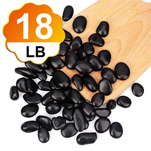 CFKJ 18 Pounds Black Pebbles Aquarium Gravel River Rock Natural Polished Decorative GravelGarden Ornamental Pebbles RocksBlack Decorative StonesBlack Pebbles Decor Gravel for Landscaping  Black