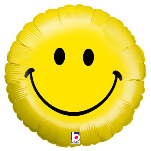 Betallic Smiley Face Foil Balloon 18  Yellow
