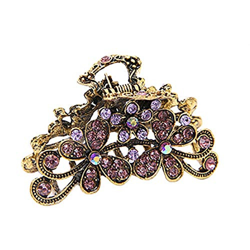 Fashion Vintage Rhinestone Metal Alloy Fancy Hair Claw Jaw Clips Pins   Retro Chic Hair Updo Grip Hair Catch Barrette Hair Accessories for Women  Purple