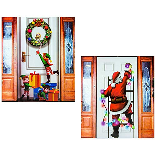 Regent Christmas Door Cover 2 Pack Holiday Decorations Santa Hanging Lights and Christmas Elves 30 x 60 Inch Regent Christmas Door Cover 2 Pack Holiday Decorations Santa Hanging Lights and Christmas Elves 30 x 60 Inch