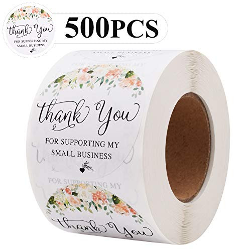 SUNMALL 2 Floral Thank You for Supporting My Small Business Sticker Labels 500pcs Round Stickers Per Roll Perfect for Bakeries Handmade Goods Small Business Owners SUNMALL 2 Floral Thank You for Supporting My Small Business Sticker Labels 500pcs Round Stickers Per Roll Perfect for Bakeries Handmade Goods Small Business Owners
