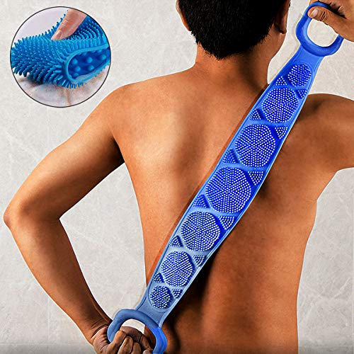 Womtri Silicone Back Scrubber for Shower Newest Exfoliating Lengthen Bath Body Brush Easy to Clean Lathers Well Eco Friendly Long Lasting Comfortable Massage for Shower Blue Womtri Silicone Back Scrubber for Shower Newest Exfoliating Lengthen Bath Body Brush Easy to Clean Lathers Well Eco Friendly Long Lasting Comfortable Massage for Shower Blue