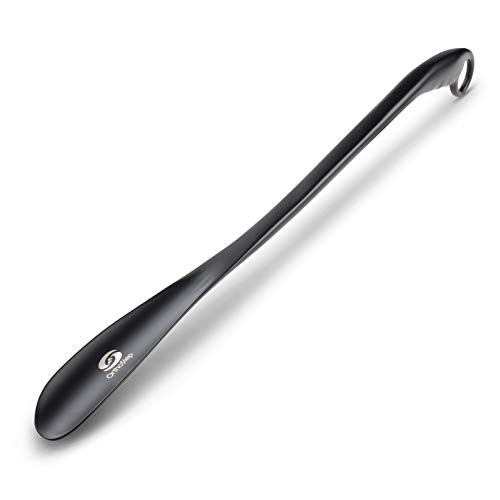 OrthoStep Shoe Horn Long Handle Metal 24 inch   Durable and Sturdy for Shoes and Boots  Black