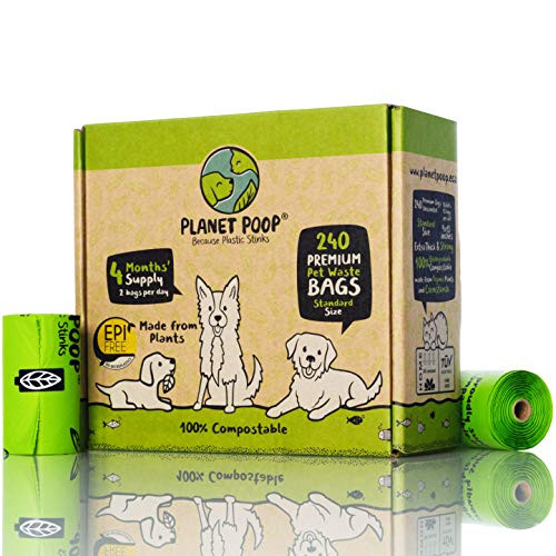 Compostable Dog Poop Bag Biodegradable Poop Bags for Dogs Pet Waste Bags 9x13 Inches on Refill Rolls Premium Thickness Leak Proof Unscented Highest ASTM D6400 Pet Supplies Support Doggie Rescue