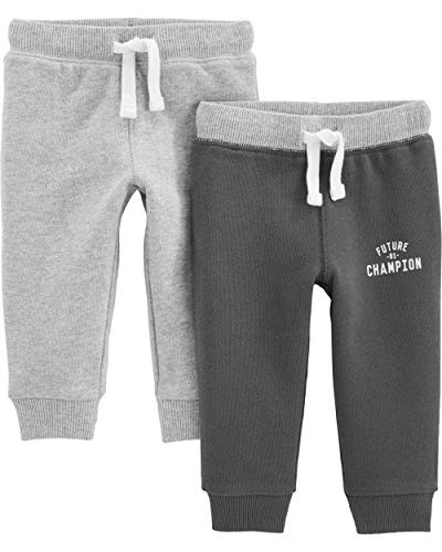 Simple Joys by Carter s Baby Boys  Toddler 2 Pack Athletic Knit Jogger Pants Light Heather Gray Dark Gray 2T