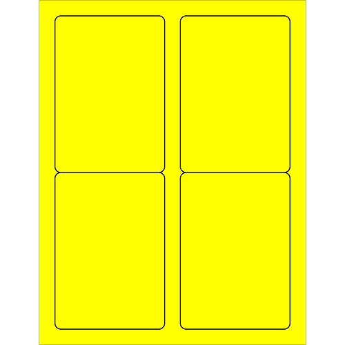 Tape Logic LL176YE Rectangle Laser Labels 3 1 2 x 5 Fluorescent Yellow  Pack of 400