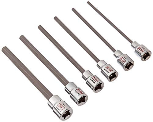 6Pc 3 8  Drive Chrome Long Hex Bit Socket Rail   SAE
