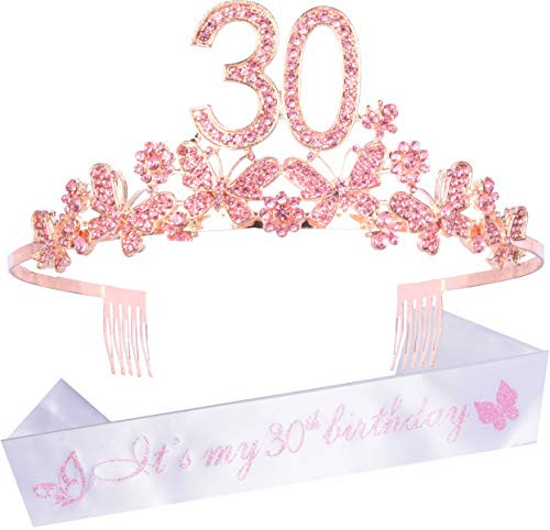 30th Birthday Decorations Party Supplies 30th Birthday Gifts for Women 30th Birthday Tiara and Sash 30th White Satin Sash Its My 30th Birthday 30th Birthday Party Supplies and Decorations