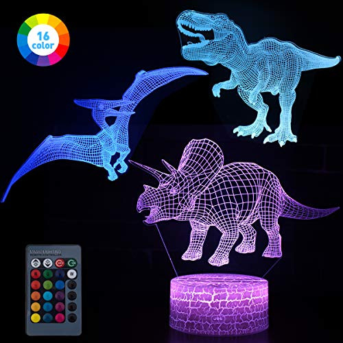 Koyya 3D Dinosaur Night Light 3D Led Illusion Lamp Three Pattern and 16 Colors Change Decor Lamp with Remote Control for Kids Dinosaur Gifts for Children3Pack
Koyya 3D Dinosaur Night Light 3D Led Illusion Lamp Three Pattern and 16 Colors Change Decor Lamp with Remote Control for Kids Dinosaur Gifts for Children3Pack