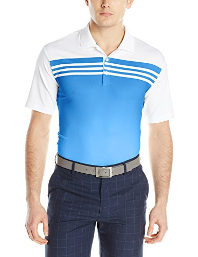 adidas Golf Men s Climacool 3 Stripes Gradient Polo Shirt White Bahia Blue Medium