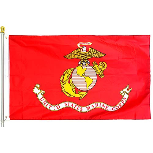 MOFAN USMC US Marine Corps Flag 3x5 Durable Polyester Canvas Heading with Two Solid Brass Grommets US Military Flag 3x5Ft