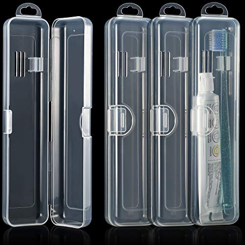 4 Pieces Travel Toothbrush Case Holder Portable Toothbrush Storage Hard Plastic Dust proof Toothbrush Container Toothpaste Case Cover Protector for Travel Use