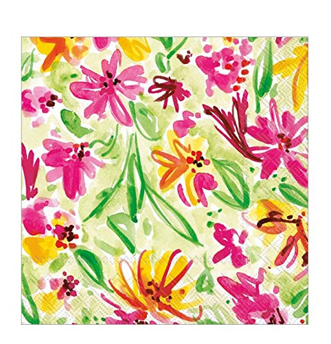 Cocktail Napkins Paper Napkins 5  x 5  Disposable Party Napkins Easter Party Bridal Shower Wedding Napkins Pink Floral Beverage Napkins Pk 40