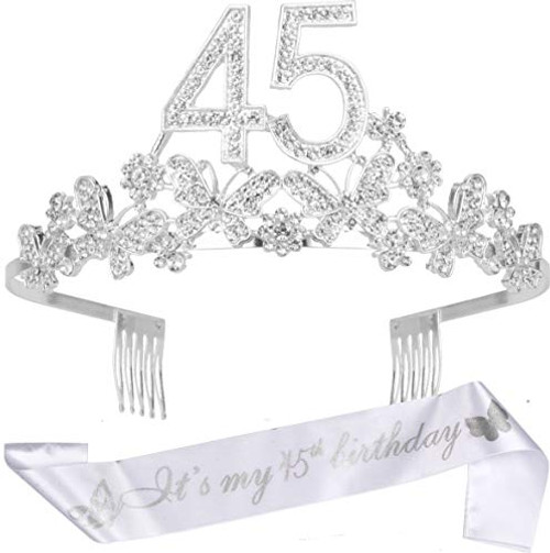 45th Birthday Gifts for Women 45th Birthday Decorations Party Supplies 45th Birthday Tiara and Sash 45th White Satin Sash Its My 45th Birthday 45th Birthday Party Supplies and Decorations 45th Birthday Gifts for Women 45th Birthday Decorations Party Supplies 45th Birthday Tiara and Sash 45th White Satin Sash Its My 45th Birthday 45th Birthday Party Supplies and Decorations