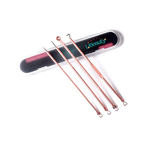 Libeauty Blackhead Remover Comedone Extractor Curved Blackhead Tweezers Kit 4 in 1 Professional Stainless Pimple Acne Blemish Removal Tools Set  Silver