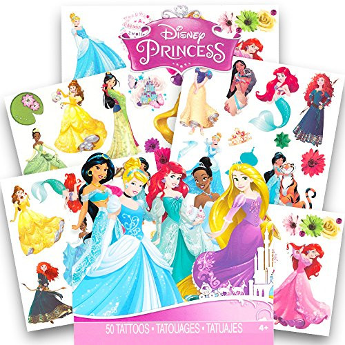Disney Princess Tattoos   50 Assorted Temporary Tattoos ~ Cinderella Ariel Belle and More