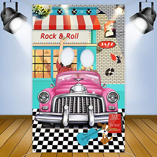 50 s Decorations 50 s Theme Party Rock and Roll Backdrop Banner Background Photo Booth Props for 1950 s Party Decoration
