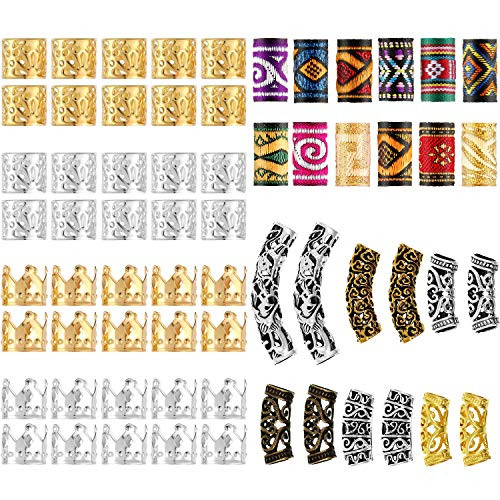 64 Pieces Dreadlock Beads Hair Coil Dreadlocks Hair Braiding Jewelry Metal Cuffs Tubes Beads Braid Rings for Women Girls DIY Hair Styling 64 Pieces Dreadlock Beads Hair Coil Dreadlocks Hair Braiding Jewelry Metal Cuffs Tubes Beads Braid Rings for Women Girls DIY Hair Styling
