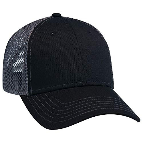 Otto 6 Panel Low Profile Contrast Vertical Mesh Back Cap   Blk Blk ChGry