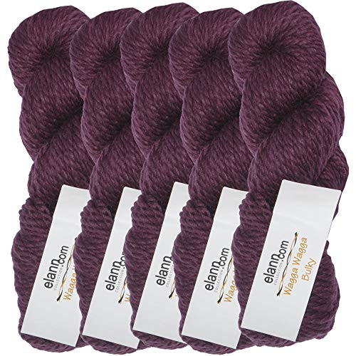 elann Wagga Wagga Bulky Yarn   5 Ball Bag   120 Grape Wine Lot 101