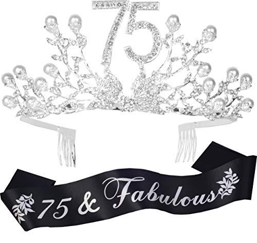 75th Birthday Tiara and Sash 75th Birthday Party Decorations Supplies Happy 75th Birthday Party Supply 75th Birthday Gifts for Her 75th Silver Rhinestone Birthday Crown 75th Happy Birthday and 75 75th Birthday Tiara and Sash 75th Birthday Party Decorations Supplies Happy 75th Birthday Party Supply 75th Birthday Gifts for Her 75th Silver Rhinestone Birthday Crown 75th Happy Birthday and 75