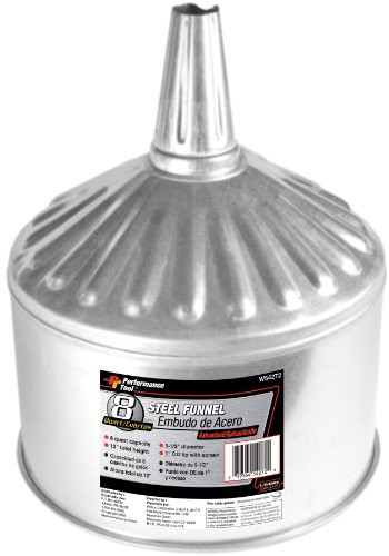 Performance Tool W54272 Steel Galvanized Funnel   8 Quart Capacity