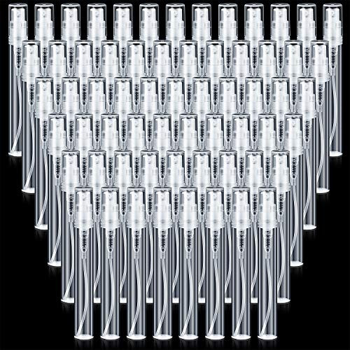 80 Pieces Mini Spray Bottles Clear Plastic Spray Bottles Empty Bottles Perfume Atomizer for Travel Essential Oils Perfume Portable Supplies  5ml