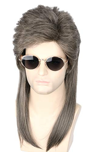 Topcosplay Men Wigs Mullet 80s Rocker Strar Wigs Halloween Costume Party Wig