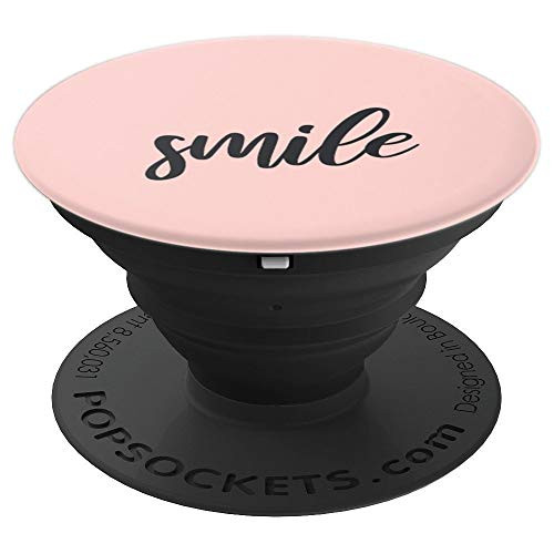 Rose Pink Pop Socket   SMILE Positive Quote PopSockets Grip and Stand for Phones and Tablets