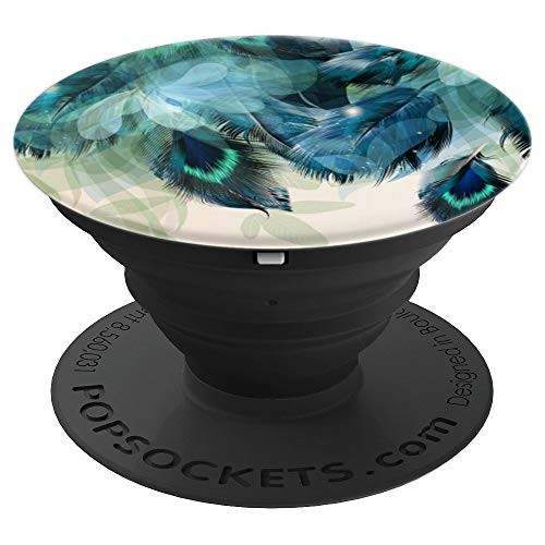 Peacock Feather and Flowers PopSockets Grip and Stand for Phones and Tablets Peacock Feather and Flowers PopSockets Grip and Stand for Phones and Tablets