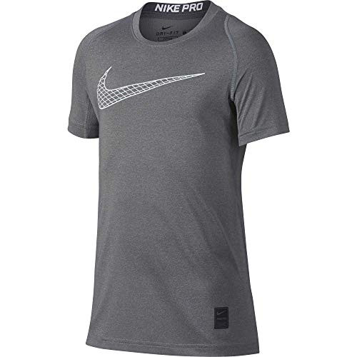 Nike Boy s Pro Fitted Graphic T Shirt  Carbon Heather White Large