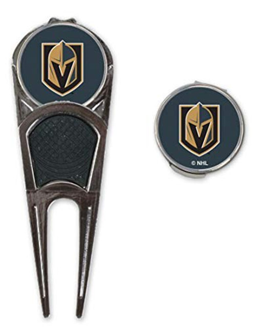NHL Las Vegas Golden Knights Golf Divot Tool with Ball Mark and Hat Clip with Ball Mark NHL Las Vegas Golden Knights Golf Divot Tool with Ball Mark and Hat Clip with Ball Mark
