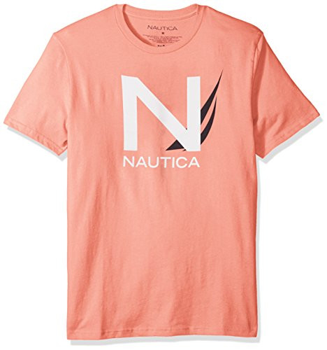Nautica Men s Short Sleeve Signature Graphic Crewneck T Shirt Pale Coral X Large