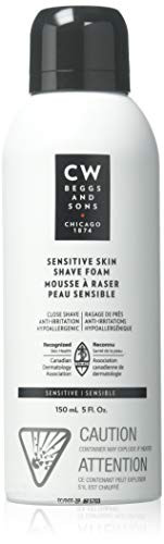 CW Beggs and Sons Sensitive Skin Shave Foam for Men, Hypoallergenic and Fragrance-Free, 5 fl oz