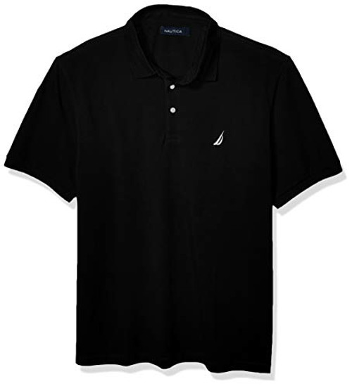 Nautica Men s Short Sleeve Solid Stretch Cotton Pique Polo Shirt True Black X Large