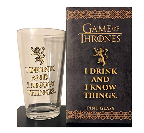 Official Game of Thrones Beer Pint Glass   I Drink And I Know Things
