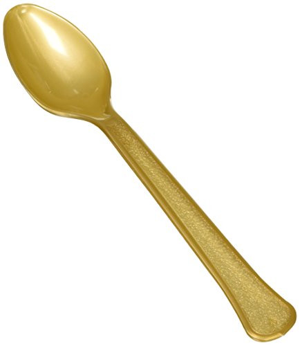 amscan Premium Heavy Weight Plastic Spoons   Gold   Party Supply   240 ct